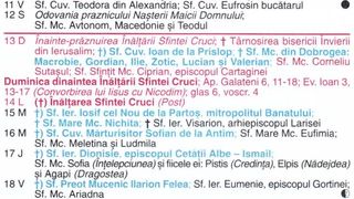 Calendar ortodox septembrie 2026