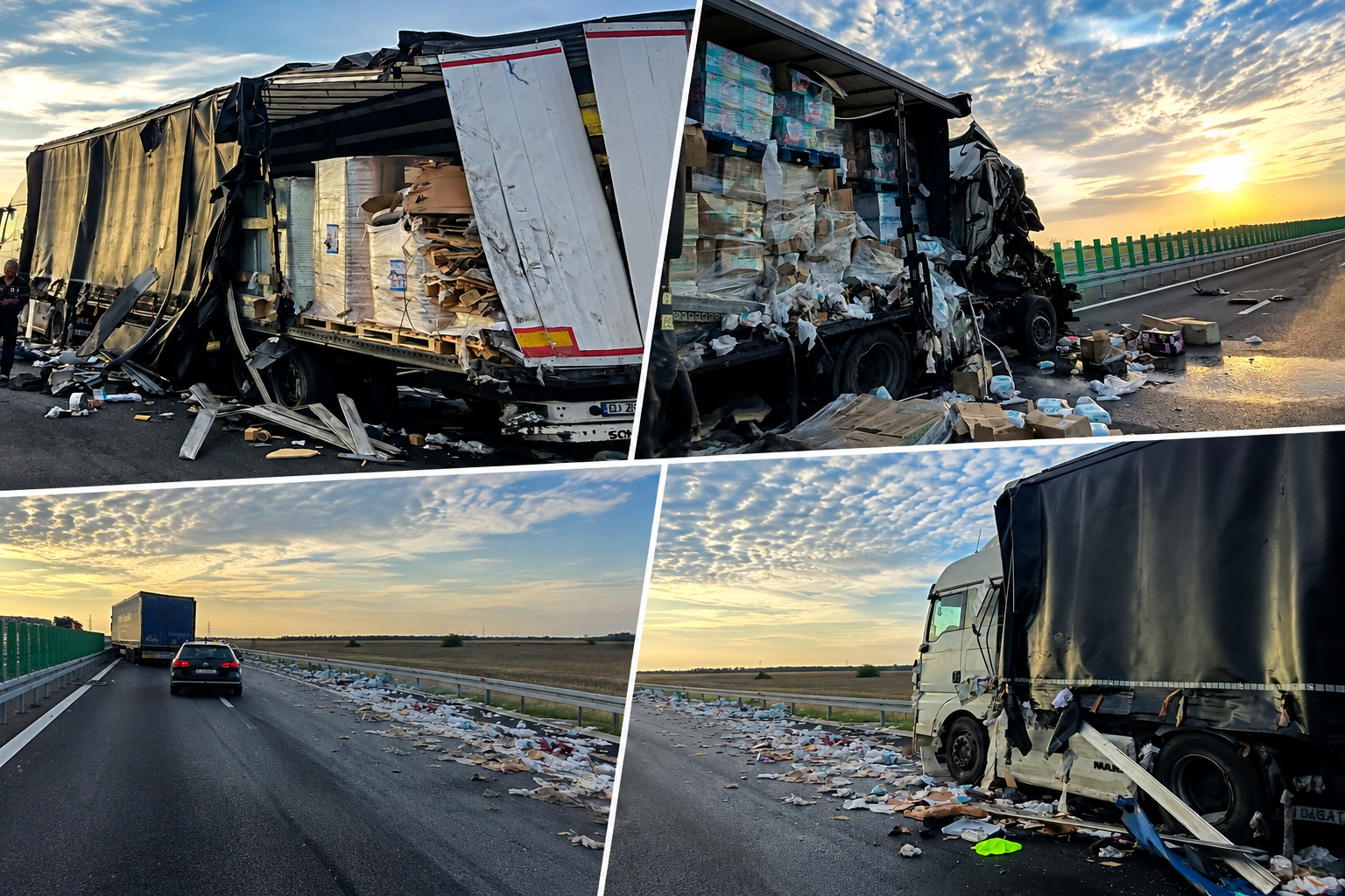 Două TIR-uri s-au ciocnit violent pe Drumul Expres Craiova-Pitești Pagubele materiale au fost însemnate
