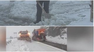 Drumarii au ieșit la deszăpezit pe Transfăgărașan