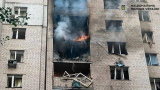 VIDEO Clădire de 25 de etaje din Kiev, lovită cu drone de armata Rusiei
