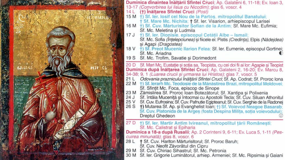Ce sărbătoare este în Calendarul ortodox pe 29 septembrie 2026?
