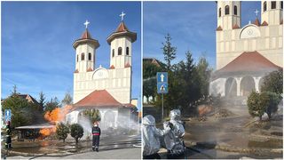 Un incendiu a izbucnit la o țeavă de gaz aflată l&acirc;ngă o biserică, &icirc;n Tălmaciu! Mai mulți locuitori au fost evacuați