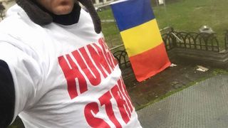 Florin Barbu a protestat, in februarie, la Bruxelles