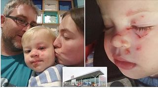 Un baietel de numai 15 luni a fost batut cu bestialitate de catre un strain intr-un supermarket! Politia il cauta pe atacator!