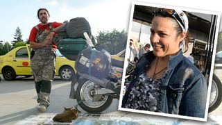 Argentinianul, care face inconjurul lumii pe motocicleta, impreuna cu sotia, bebelusul si cainele lor, a ajuns la Bucuresti