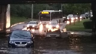 Moise Guran a facut si o fotografie cu soseaua inundata