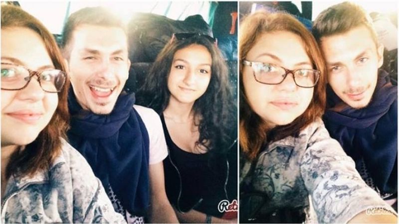 Pozele din autocar, postate de Alexandra (stanga). Alaturi de ea apare si Cosmin, tanarul mort in accident