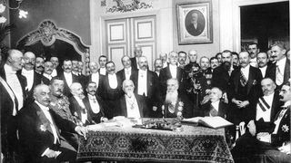 Fotografie cu Sfatul tarii la unirea cu Basarabia