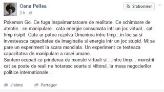 Oana Pellea: Pokemon Go, experiment de manipulare a rasei umane
