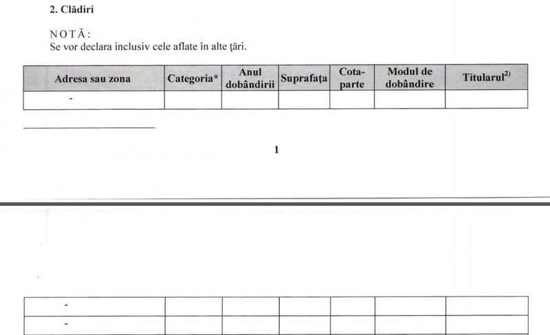 In declaratiea de avere, la rubrica proprietati, primarita a tras doar liniute