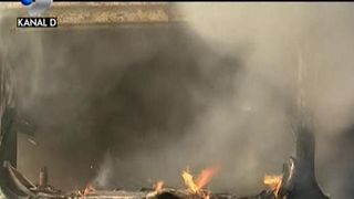 Incendiu de proportii pe calea ferata. O locomotiva a luat foc imediat dupa ce a plecat din gara Buzau.