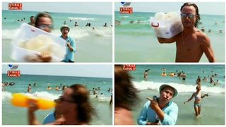 Moment amuzant la mare. Ce a facut acest comerciant in timp ce un reporter transmitea in direct de la Eforie Nord