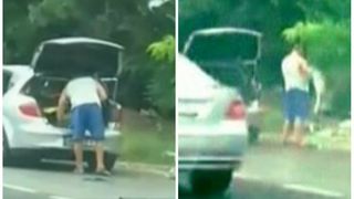 Imagini revoltatoare surprinse pe drumul dintre Costinesti si Tuzla! Si-a facut curatenie in masina si a aruncat tot gunoiul pe strada