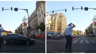 Reactia geniala a unui politist la Piata Unirii. Si-a facut cruce cand a vazut ce a facut un sofer in trafic
