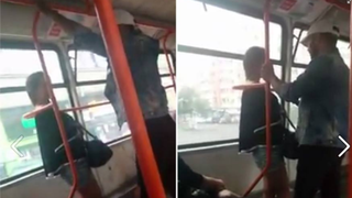 Scene halucinante filmate in tramvaiul 16 din Capitala. Un barbat agreseaza o tanara, in timp ce pasagerii se uita ca la spectacol