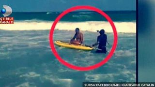 Clipe de groază astăzi, la malul mării. Un bărbat a fost scos &icirc;n ultima clipă din valurile imense de un salvamar curajos.