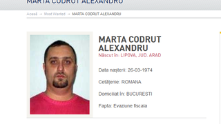 Pe site-ul Politiei Romane, Codrut Marta apare pe lista celor mai cautate persoane