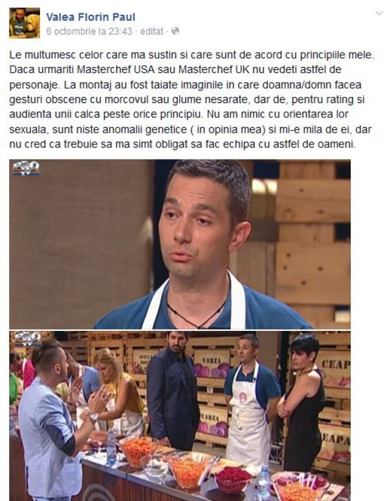 A vorbit in termeni duri despre homosexuali, pe contul lui de Facebook