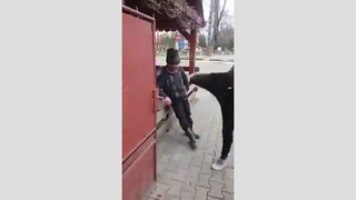 Imaginile revoltatoare din Romania. Un tanar loveste cu piciorul in cap un batran in stare de ebrietate. Oare de ce ai face asta?