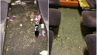 Mizerie de nedescris intr-un tren care circula pe ruta Bucuresti Obor - Fetesti. Ce au putut lasa calatorii in urma e de neimaginat