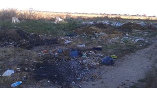 Munti de gunoaie si materiale de constructii zac pe campul de langa Buzescu