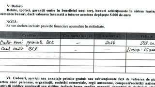 Anul trecut, Berta si-a trecut in declaratia de avere un credit de peste 50.000 euro