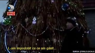 Cum arata "pomul de Craciun de la sat". Un tanar din Republica Moldova a impodobit o capita de fan! Imagini savuroase