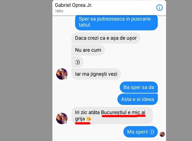 Acesta este dialogul la finalul caruia Oprea Jr isi ameninta interlocutorul