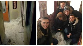 Frig si zapada in trenurile din Romania. Pasagerii au construit chiar si un om de zapada pe ruta Iasi-Timisoara