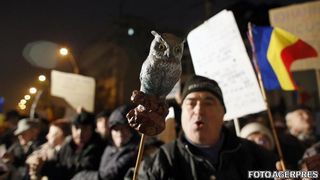 Cateva zeci de persoane protesteaza la Cotroceni, pentru a 12-a zi consecutiv: Jos DNA, Politia politica