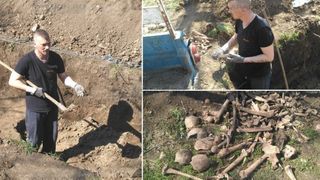 Oase umane gasite in curtea unei case din judetul Arad in timpul unor sapaturi. Politia face cercetari