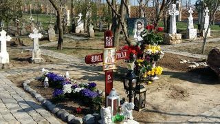 Mirific! Curtea manastirii Dervent, acolo unde e mormantul lui Aurelian Preda, e plina de flori! E mai frumoasa ca un parc