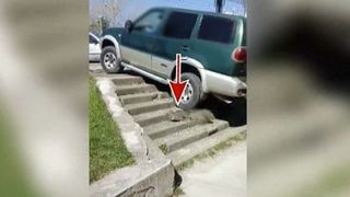 Nesimtire la puterea 4X4. Un sofer din Constanta a urcat cu bolidul pe scarile unui bloc