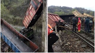 Doi mecanici de locomotiva au murit dupa ce un tren incarcat cu carbune a deraiat intre Petrosani si Simeria. Traficul feroviar e blocat