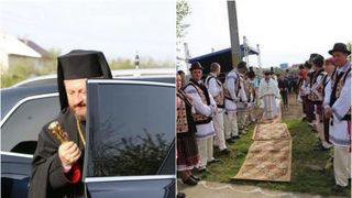 Localnicii dintr-un sat din Vaslui au intins covoare pe drum pentru Episcopul Husilor pentru a nu se murdari pe pantofi