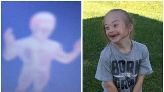 Un copil cu sindrom Down si-ar fi fotografiat ingerul pazitor. Mama copilului e convinsa ca aceasta fiinta i-a aparat in timpul unui zbor cu dificil