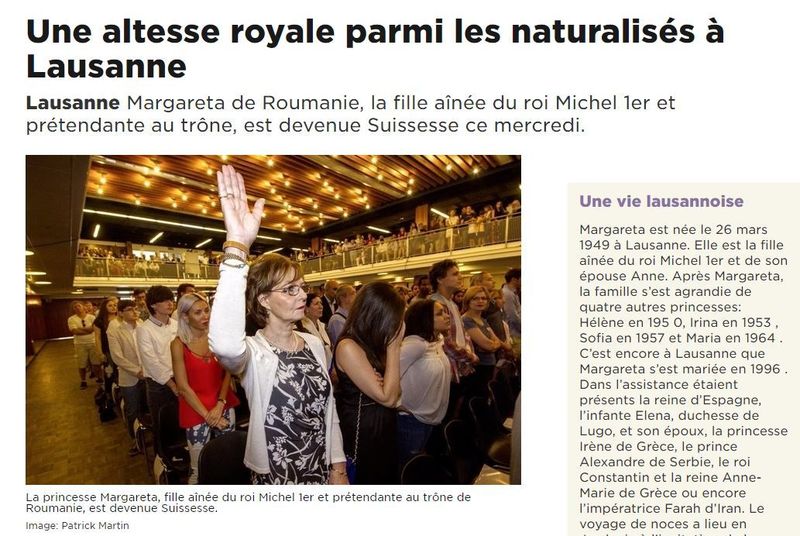 Principesa Margareta a devenit cetatean elvetian (foto: 24 Heures)
