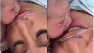 Moment emotionant imediat dupa nastere! Un bebelus a fost asezat langa mama lui si s-a lipit imediat de ea