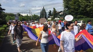 Actrita din Cluj, saltata de jandarmi. Femeia a &bdquo;deranjat&rdquo; manifestatia pentru sustinerea familiei traditionale