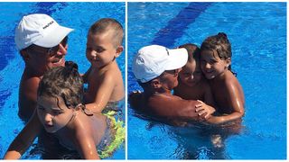 Fotografii inedite cu Traian Basescu. Fostul presedinte, la piscina cu nepotii