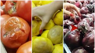 Legume stricate si fructe mucegaite intr-un lant de hipermarketuri din Capitala! Imagini de groaza