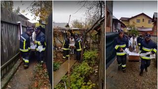 Halucinant! Batrana, scoasa din sicriu de catre pompieri pentru a o duce la cimitir