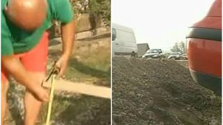 Dorel loveste din nou! Cativa sateni din Maramures au ramas blocati cu masinile in curti dupa ce muncitorii au suprainaltat soseaua!