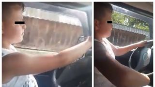 Inconstienta dusa la extrem! Un copil de 12 ani este lasat sa conduca singur si laudat chiar de catre parinti