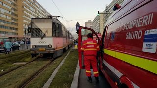Un tanar a fost calcat de tramvai in Capitala. Circulatia tramvaielor pe liniile 1 si 10 este oprita pe ambele sensuri