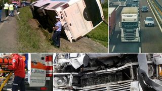Accident grav! Un autobuz plin cu pasageri, printre care si romani, lovit in plin de un TIR