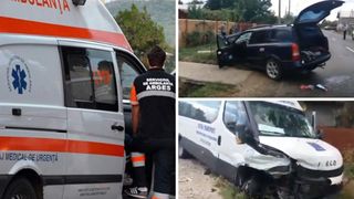Accident grav in Arges! Un microbuz plin cu pasageri a fost lovit frontal