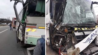Accident devastator &icirc;n Gorj! Două autobuze cu peste 80 de călători s-au ciocnit