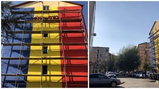 Pregătiri de 1 decembrie! Un bloc din Timişoara a fost vopsit &icirc;n tricolor