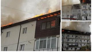Incendiu la Chiajna! Mansarda a două blocuri &icirc;nvecinate a fost cuprinsă de flăcări